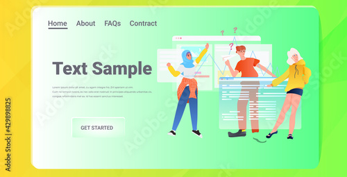 developers team creating website ui interface web application development program software optimization