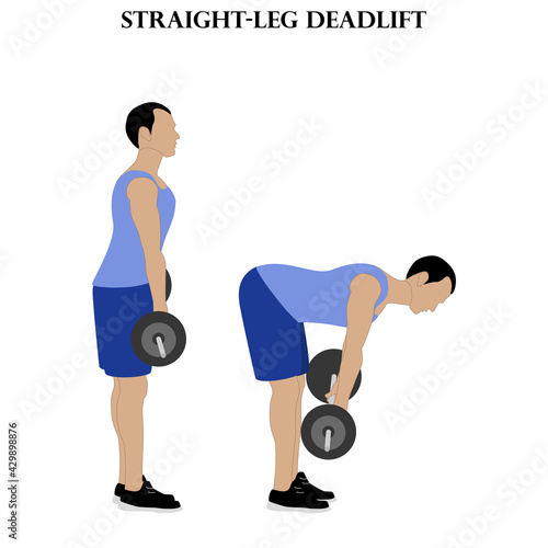 Straight leg deadlift exercise strength workout illustration