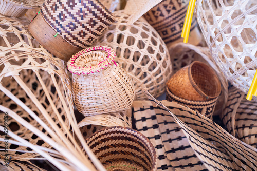 Natural handcrafted objects ,Hand made products from bamboo weaving Local wisdom of indigenous people.