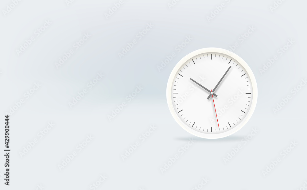 White banner with white clock. Ready for a text White banner with white clock. Ready for a text