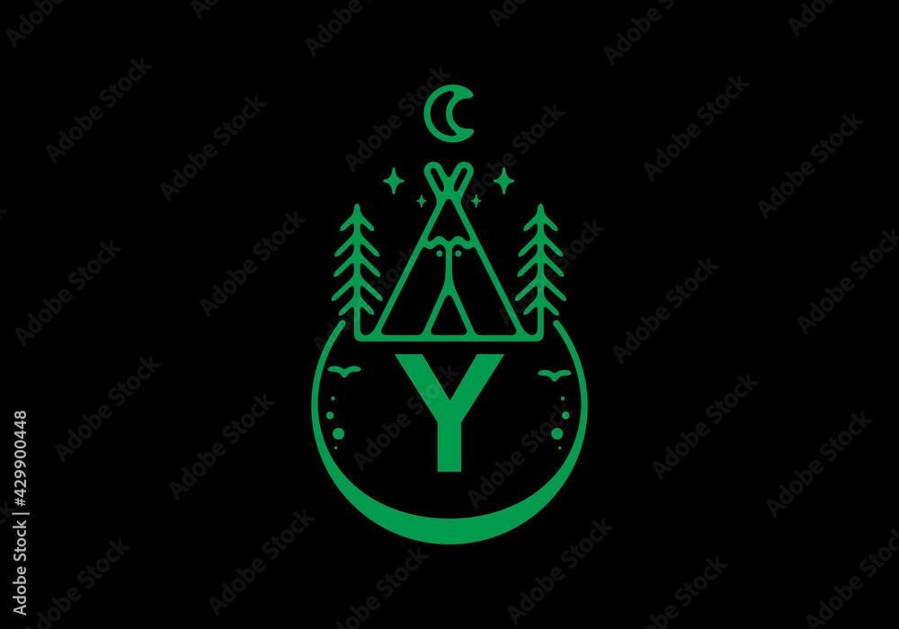 Green color of Y initial letter in camping circle badge Green color of Y initial letter in camping circle badge