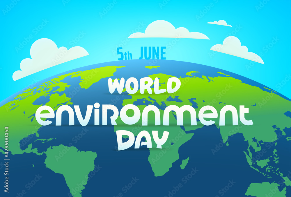 World environment day vector banner with comic style inscription
