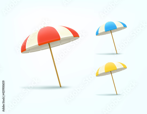 Color umbrellas vector set isolated om whita background
