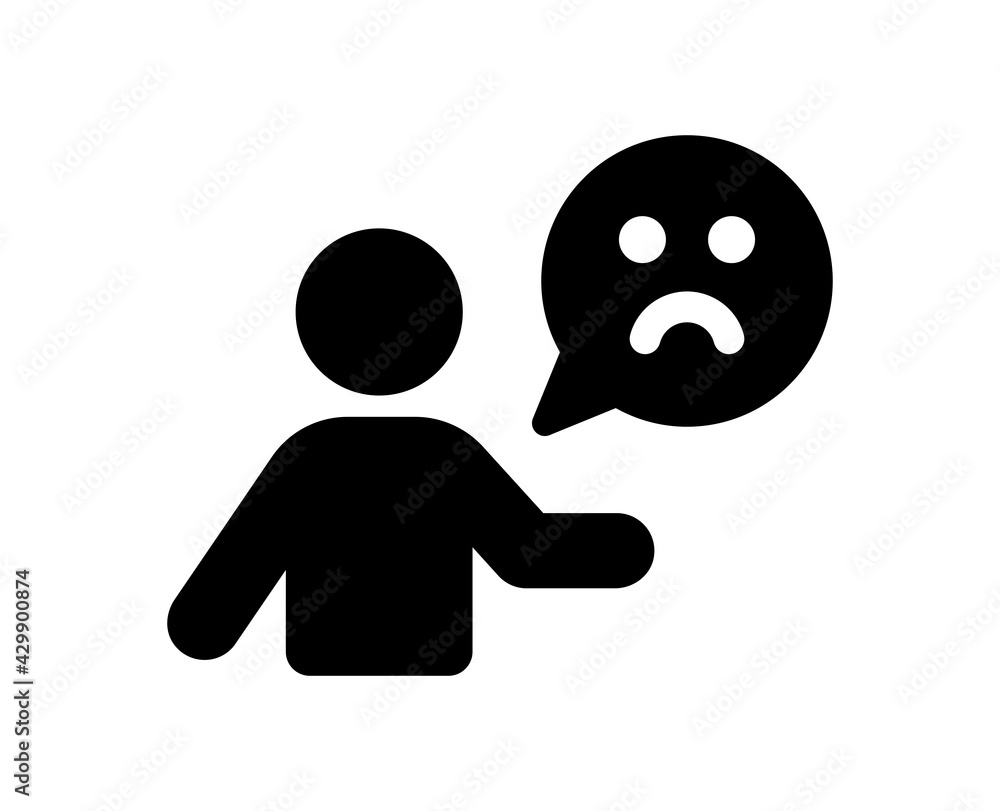 Unhappy person and sad feelings user icon vector Unhappy person and sad feelings user icon vector