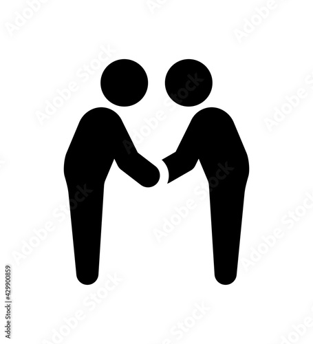 People hug and embrace themselves. Couple holding hands vector icon.