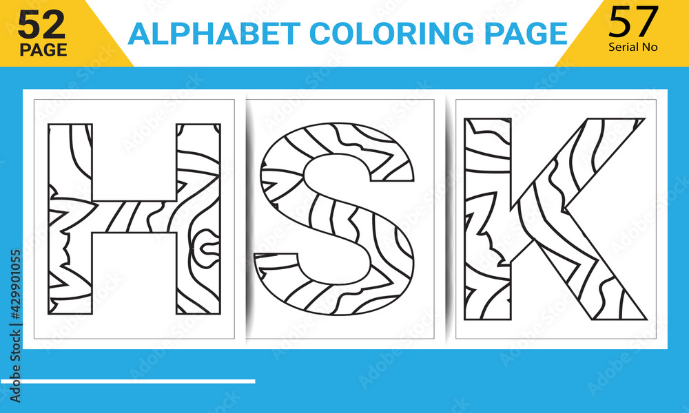 alphabet coloring page illustration for kids pre schoolers 3 plus ages children. writing practice letter recognition activity sheet printable a to z capital