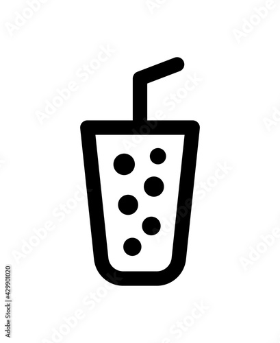 Glass of soda beverage vector icon.