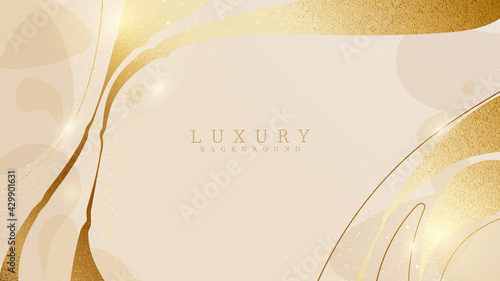 Elegant golden abstract liquid on cream shade color background. Luxury marble style concept. Vector illustration for design.