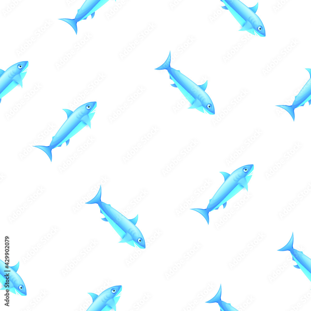 Obraz premium Seamless Pattern Abstract Elements Fish Seafood Vector Design Style Background Illustration