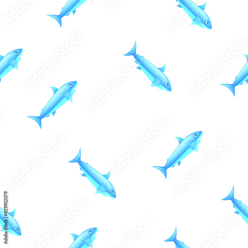 Seamless Pattern Abstract Elements Fish Seafood Vector Design Style Background Illustration