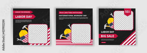 Labor Day. International Workers' Day. Banners vector for social media ads, web ads, business messages, discount flyers and big sale banner.