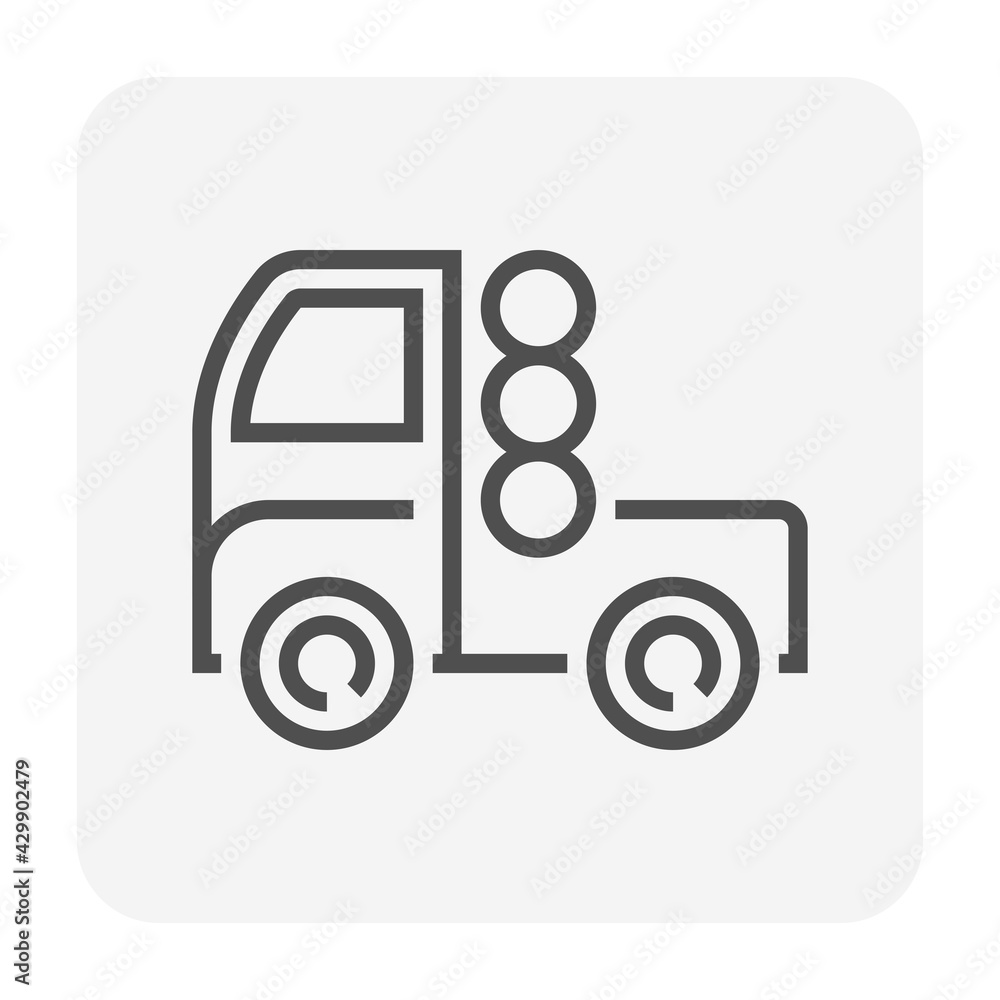Tractor unit of trailer truck and cylinder tank bottle vector icon. That vehicle and fuel container for storage power energy i.e. cng, ngv. Natural gas fuel with methane, propane. 64x64 pixel.