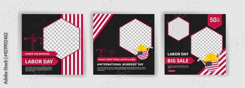 Labor Day. International Workers' Day. Banners vector for social media ads, web ads, business messages, discount flyers and big sale banner.