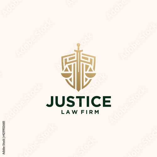Set creative justice law firm logo in gold