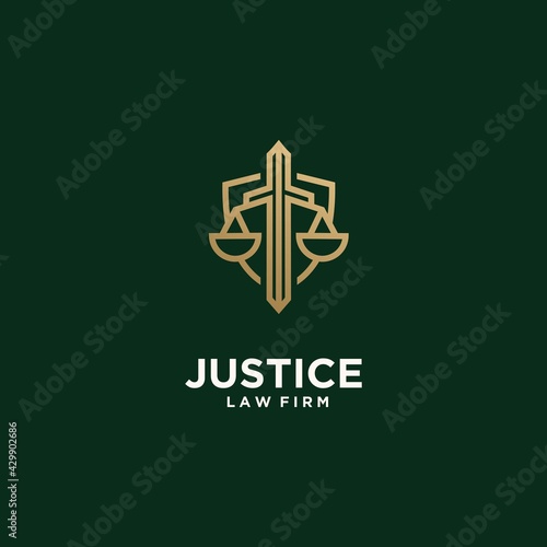 Set creative justice law firm logo in gold
