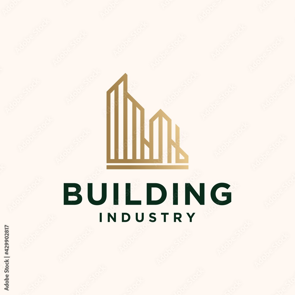 Set of modern building home architecture design logo template in gold color Set of modern building home architecture design logo template in gold color