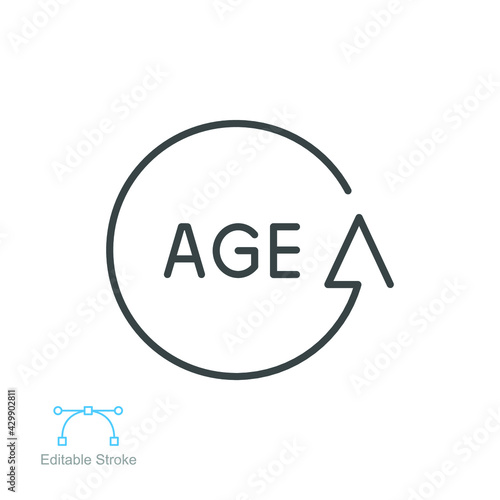 Free Download age icon. word age in circular arrows pointer logo signs and symbols can be used for web, logo, mobile app. outline style editable stroke. Vector illustration. design on white background. EPS 10 - GFXLoad