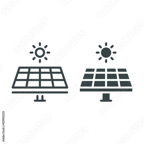 solar panel icon. Power battery alternative energy, sunlight eco electrical renewable industry. sustainable energy saving line and solid style. vector illustration design on white background. EPS 10