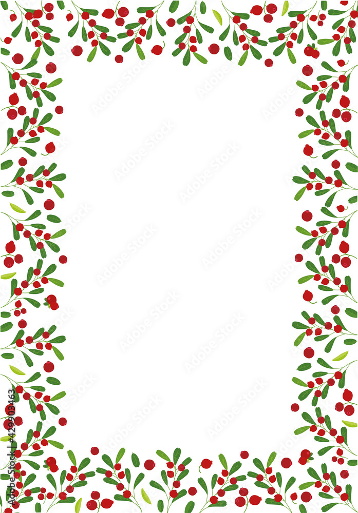 Frame border with cranberry. Vector illustration. Background design cranberry for juice, tea, bakery with berry filling, farmers market, grocery ,health care products. Frame border with cranberry. Vector illustration. Background design cranberry for juice, tea, bakery with berry filling, farmers market, grocery ,health care products.