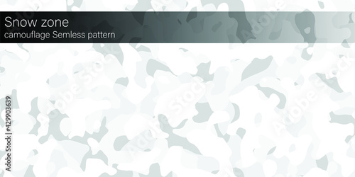Snow zone camouflage seamless pattern, banner area space for text. Designed texture and modern colorful wallpaper.