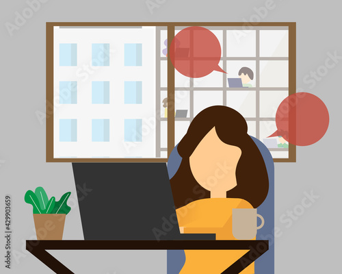 hybrid workplace with employees working from home and working from office can work together vector