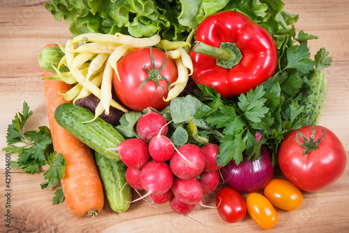 Fresh vegetables as food containing vitamins. Healthy lifestyles and nutrition