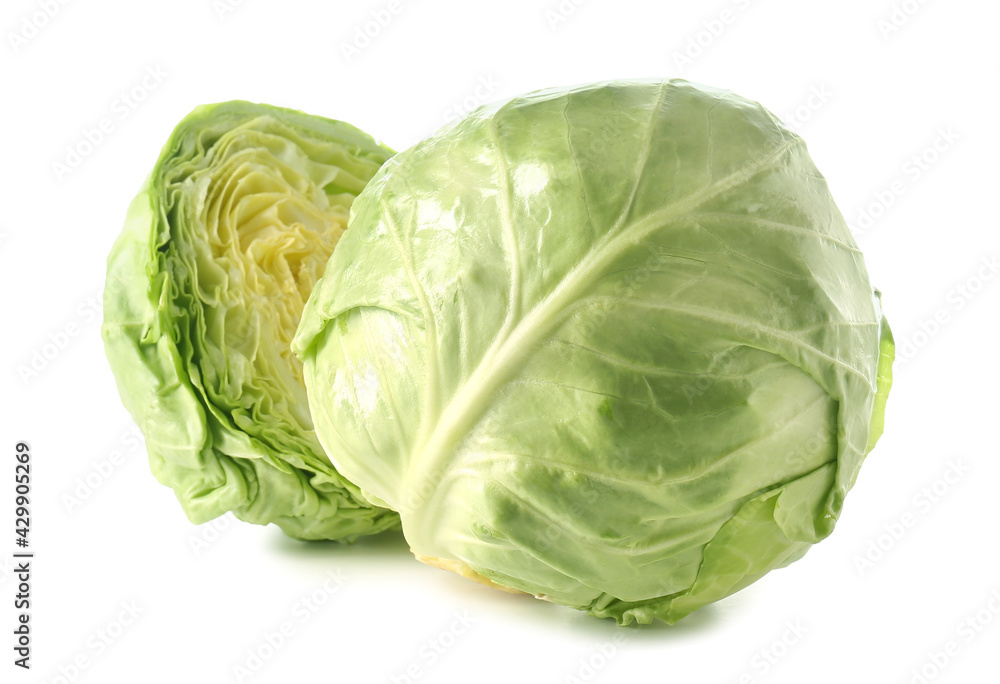 Fresh cabbages on white background Fresh cabbages on white background