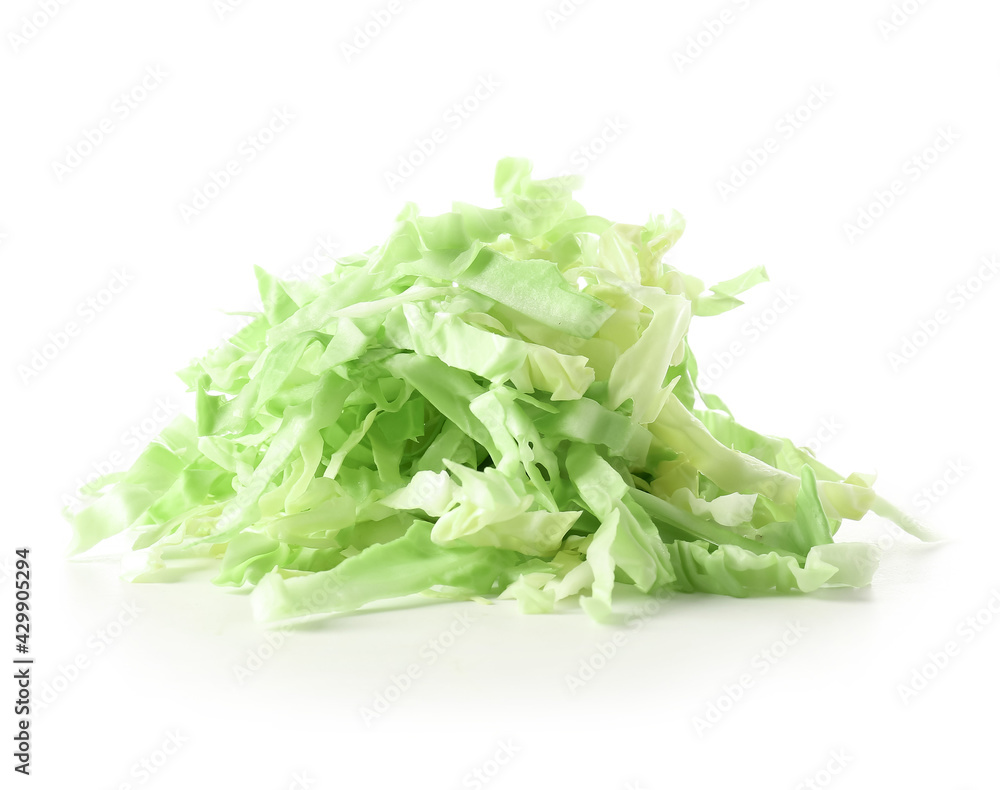 Fresh shredded cabbage on white background Fresh shredded cabbage on white background