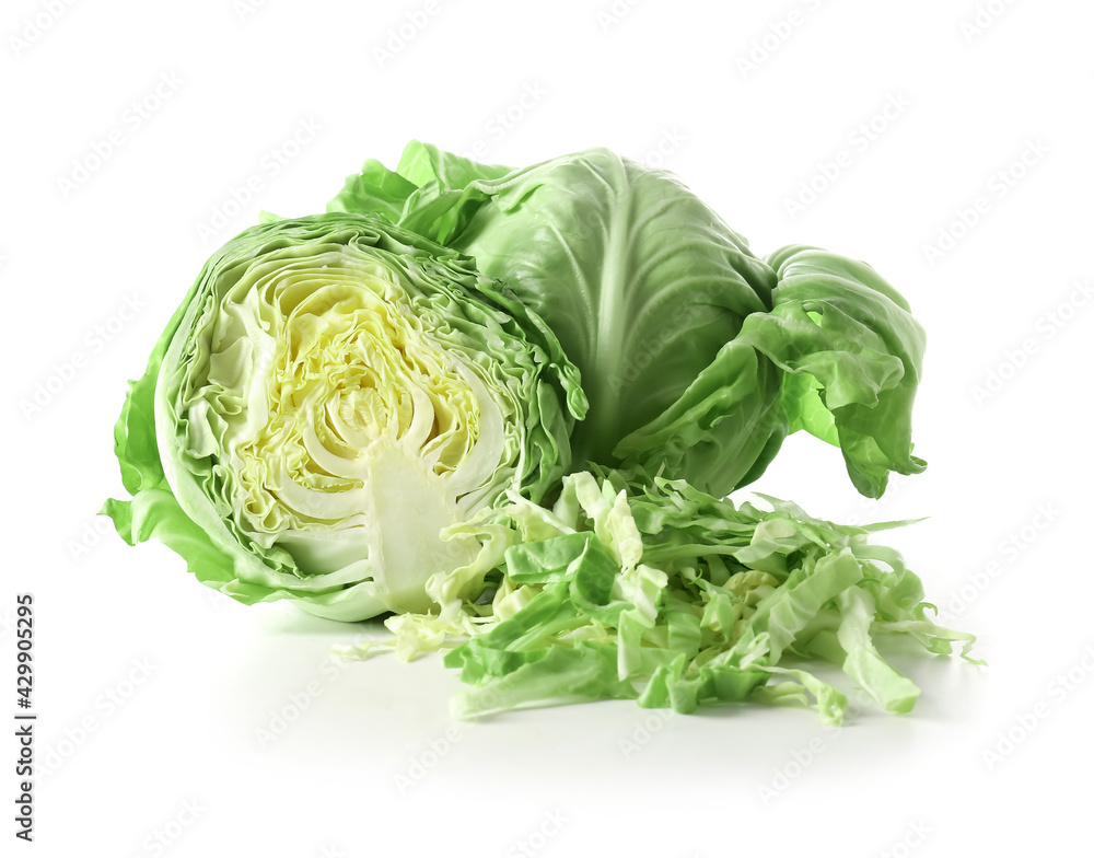 Fresh cabbages on white background Fresh cabbages on white background