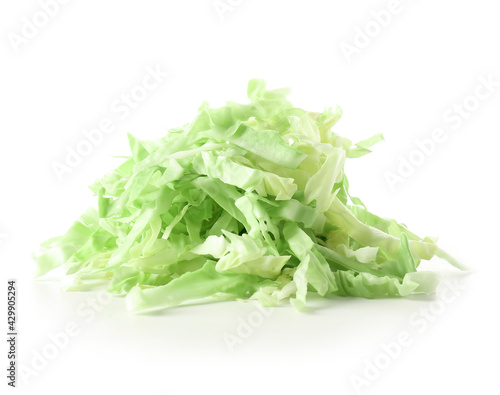 Fresh shredded cabbage on white background