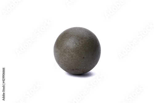 Gray ball with scratches and cracks on the surface