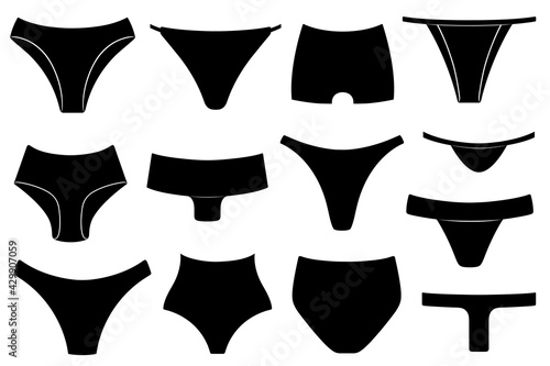 Group of different women underwear isolated on white