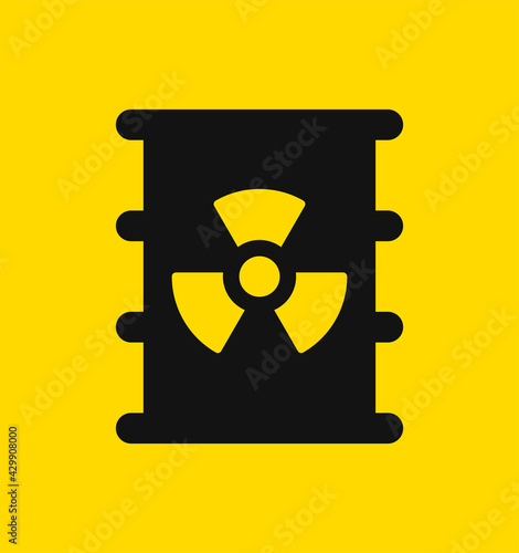 Radioactive waste in barrel with nuclear symbol vector illustration
