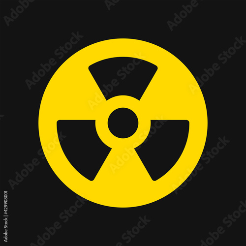 Black hazard radioactive emblem isolated in yellow circle vector illustration.