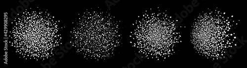 White blobs of dots pattern set. Blots of dot backgrounds. Vector illustration