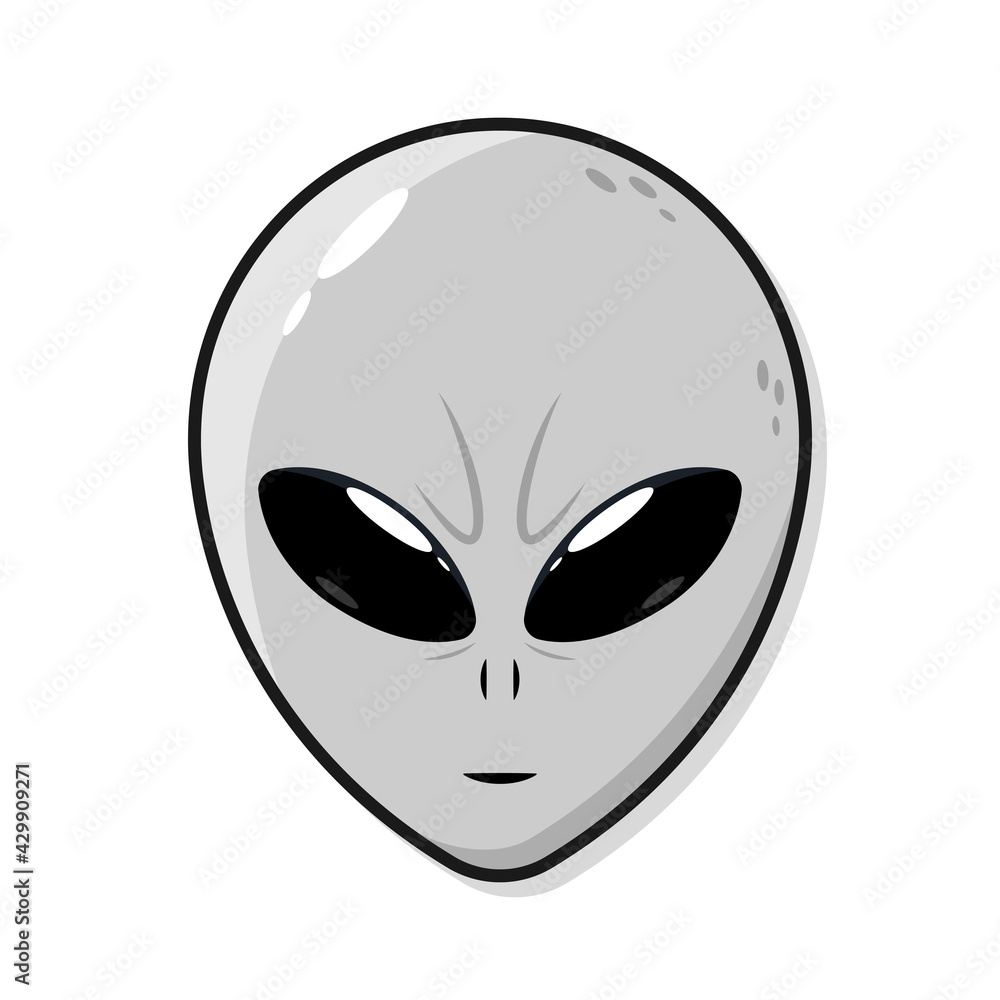 Grey Extraterrestrial alien face or head Illustration Grey Extraterrestrial alien face or head Illustration