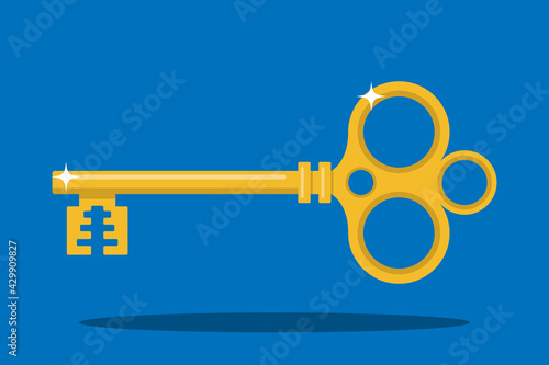 Old Key Gold Vector Illustration