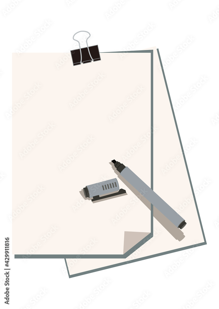 メモ用紙とペンのイラスト。
文房具のクリップアート。
イラスト素材。 メモ用紙とペンのイラスト。
文房具のクリップアート。
イラスト素材。