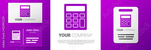 Logotype Calculator icon isolated on white background. Accounting symbol. Business calculations mathematics education and finance. Logo design template element. Vector
