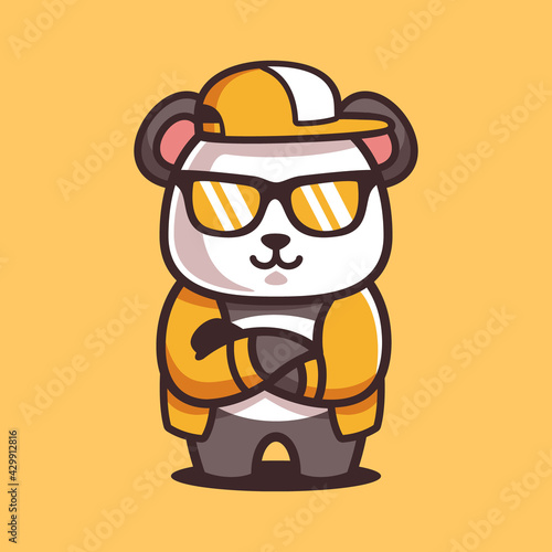 Cartoon Cool Panda Wear Sunglasses
