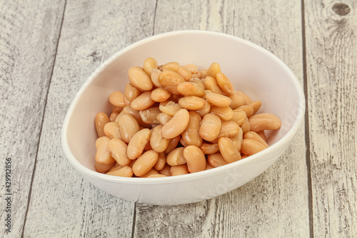 White beans kidney in the bowl