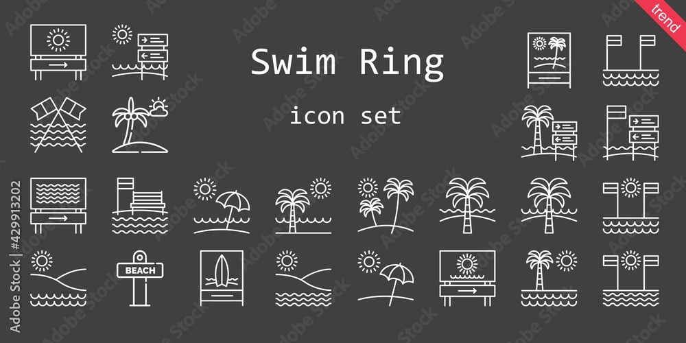 Fototapeta premium swim ring icon set. line icon style. swim ring related icons such as beach
