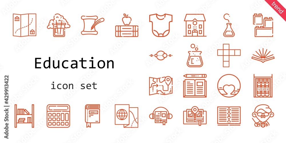 education icon set. line icon style. education related icons such as calculator, audiobook, solar system, bookshelf, book, pluto, body, hopscotch, literature education icon set. line icon style. education related icons such as calculator, audiobook, solar system, bookshelf, book, pluto, body, hopscotch, literature