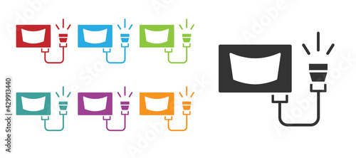 Black Ultrasound icon isolated on white background. Medical equipment. Set icons colorful. Vector
