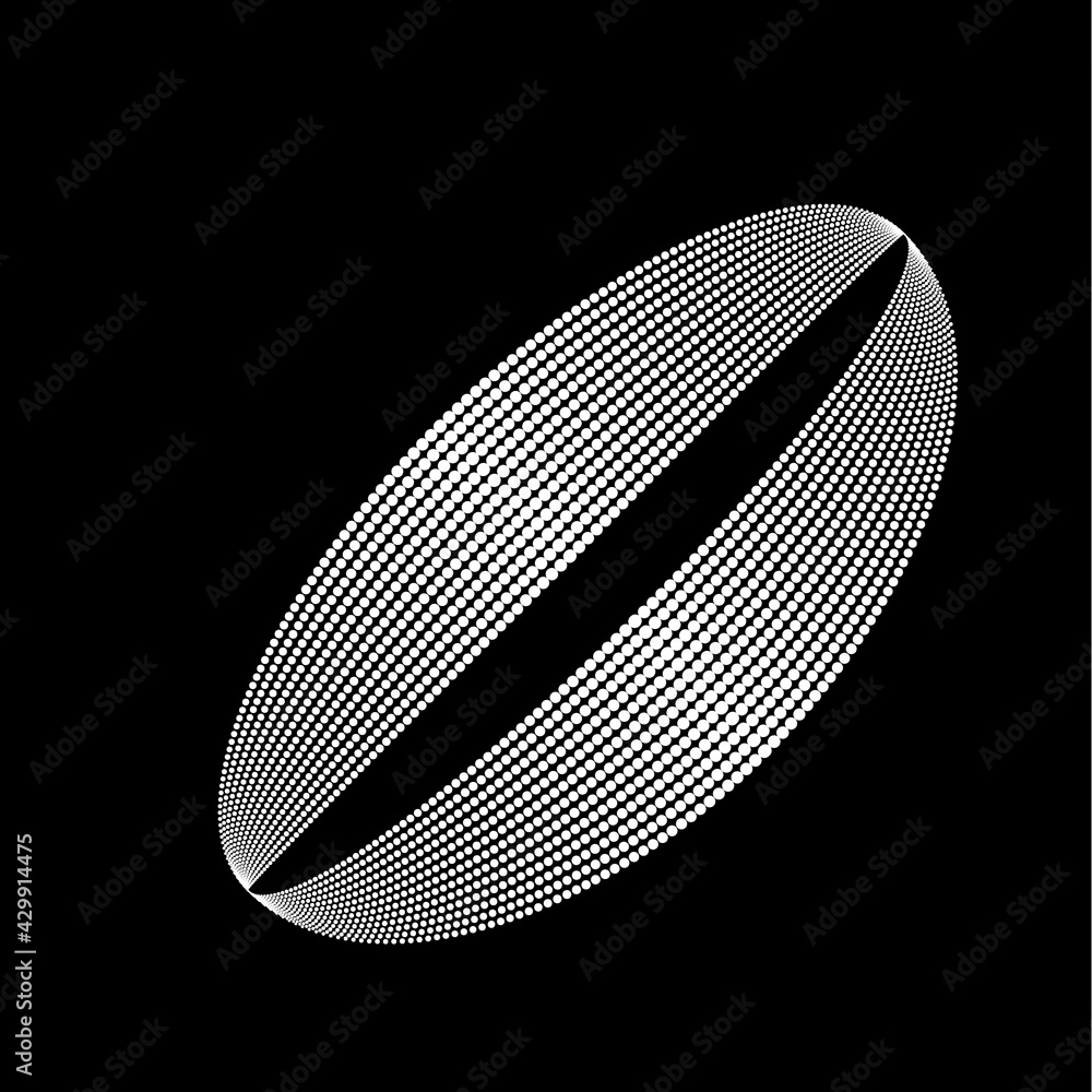 Halftone dots in Semi Circle Form . Vector Illustration .Technology round. Moon Logo . Design element . Abstract Geometric shape . Halftone dots in Semi Circle Form . Vector Illustration .Technology round. Moon Logo . Design element . Abstract Geometric shape .