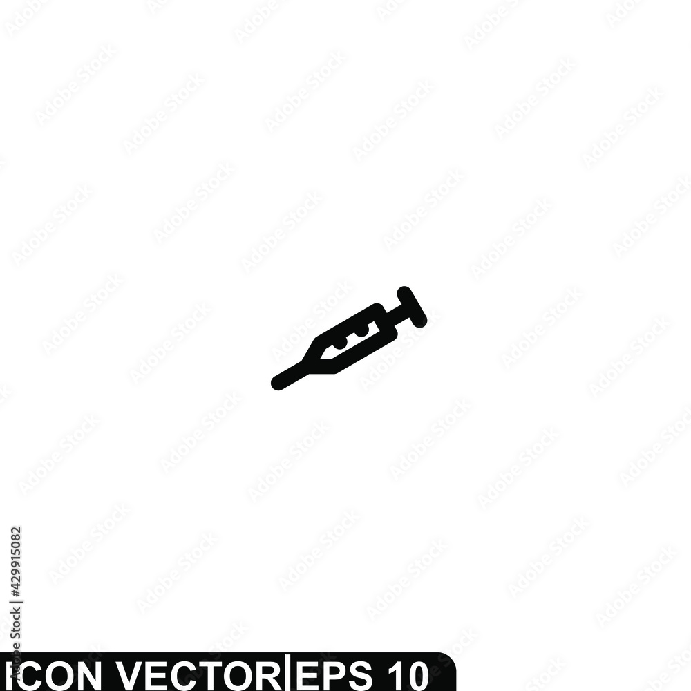 Simple Icon Injection Vector Illustration Design. Outline Style, Black Solid Color.