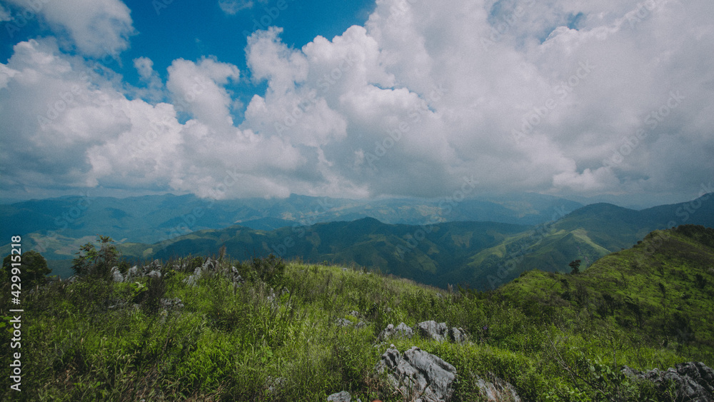 Fototapeta premium Travel on a high peak.