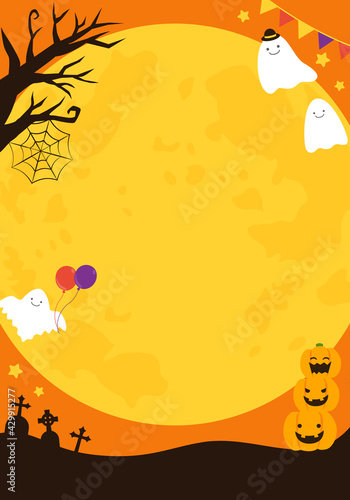 ハロウィンのかわいいフレーム背景のベクターイラスト(ハロウィーン)