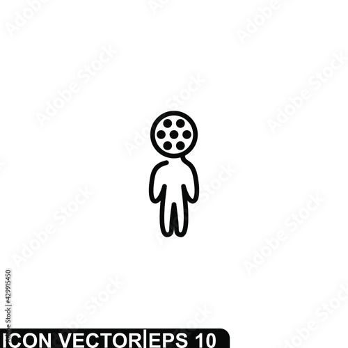 Simple Icon Movie Vector Illustration Design. Outline Style, Black Solid Color.