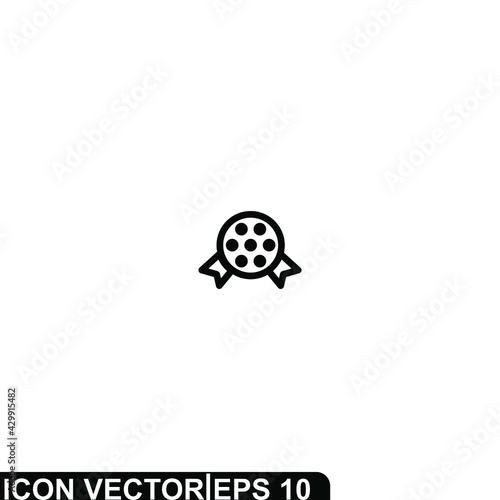 Simple Icon Movie Vector Illustration Design. Outline Style, Black Solid Color.